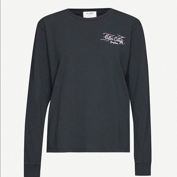 Re/Done Tops - NWOT Re/Done Palm Canyon Bungalows Long Sleeve Tee in Washed Black